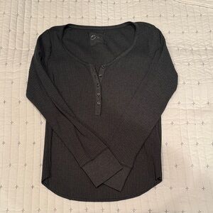 Aerie Charcoal Long Sleeve Henley